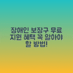 장애인 보장구 구입비 지원 | 장애인보장구 급여 신청방법 및 지원품목 정리