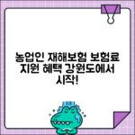 강원도 농업인 재해보험료 지원 | 강원도 농작물보험 보험료 지원혜택