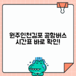 원주 인천김포공항버스 예매 시간표