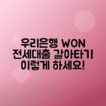 우리은행 WON 전세대출 갈아타기: 절차·수수료·주의점