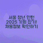 서울청년 예비인턴 2025 신청 일정, 직무 안내 총정리