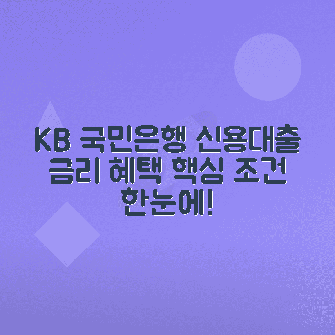 KB국민은행 신용대출 조건, 대상 금리 우대혜택 비교 총정리