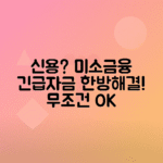 미소금융 긴급자금 대출로 신용 낮아도 돈 필요할 때 해결하는 법