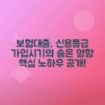 보험약관대출 신용등급 변화, 가입 시기에 따른 영향 분석