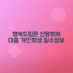 전라남도 행복드림론 대출조건, 신용회복과 개인회생자 필수 정보 안내