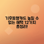 기후동행카드 신청 방법 2025 - 판매처 위치와 12가지 숨은 혜택 공개